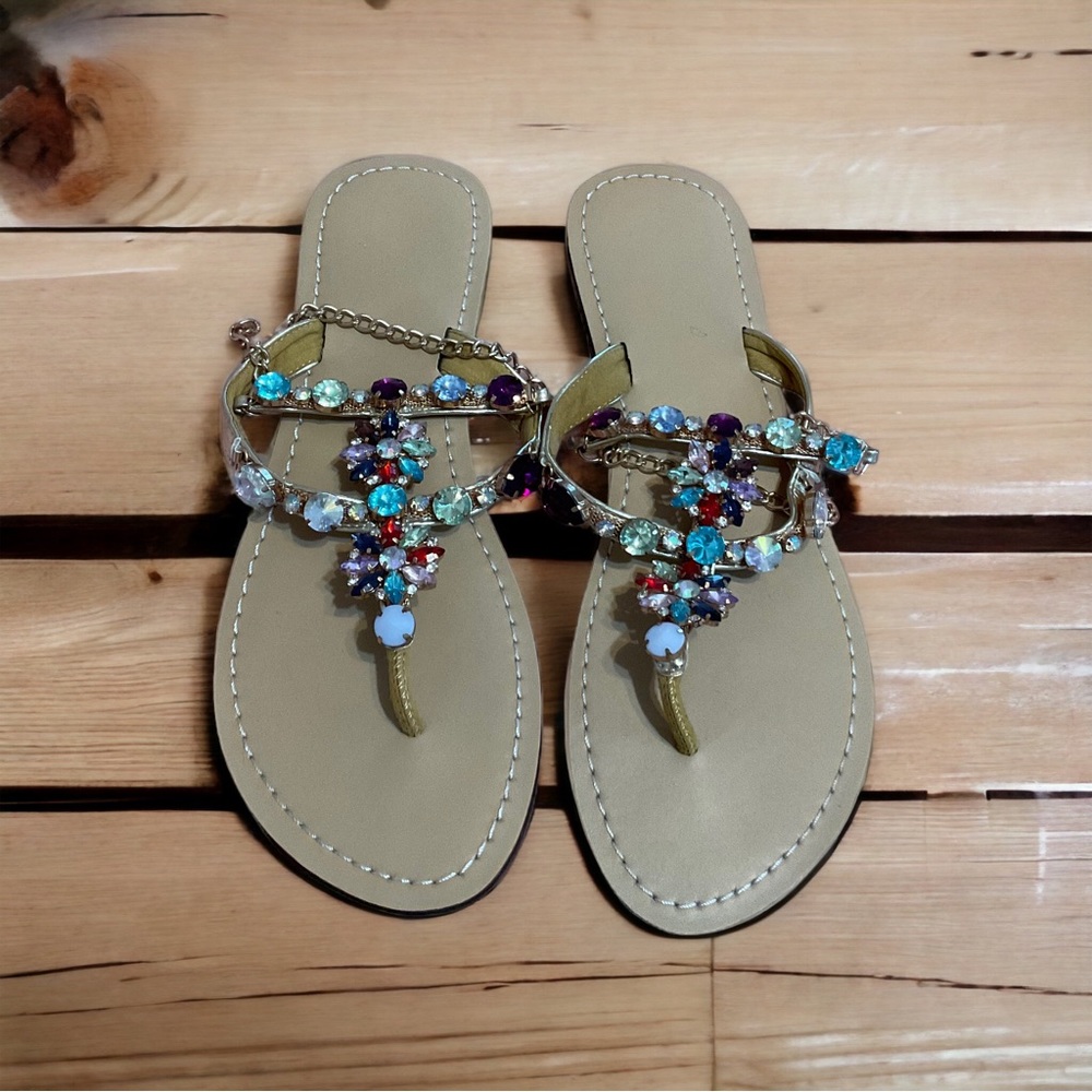 JF Crystal Rhinestone Flip Flops